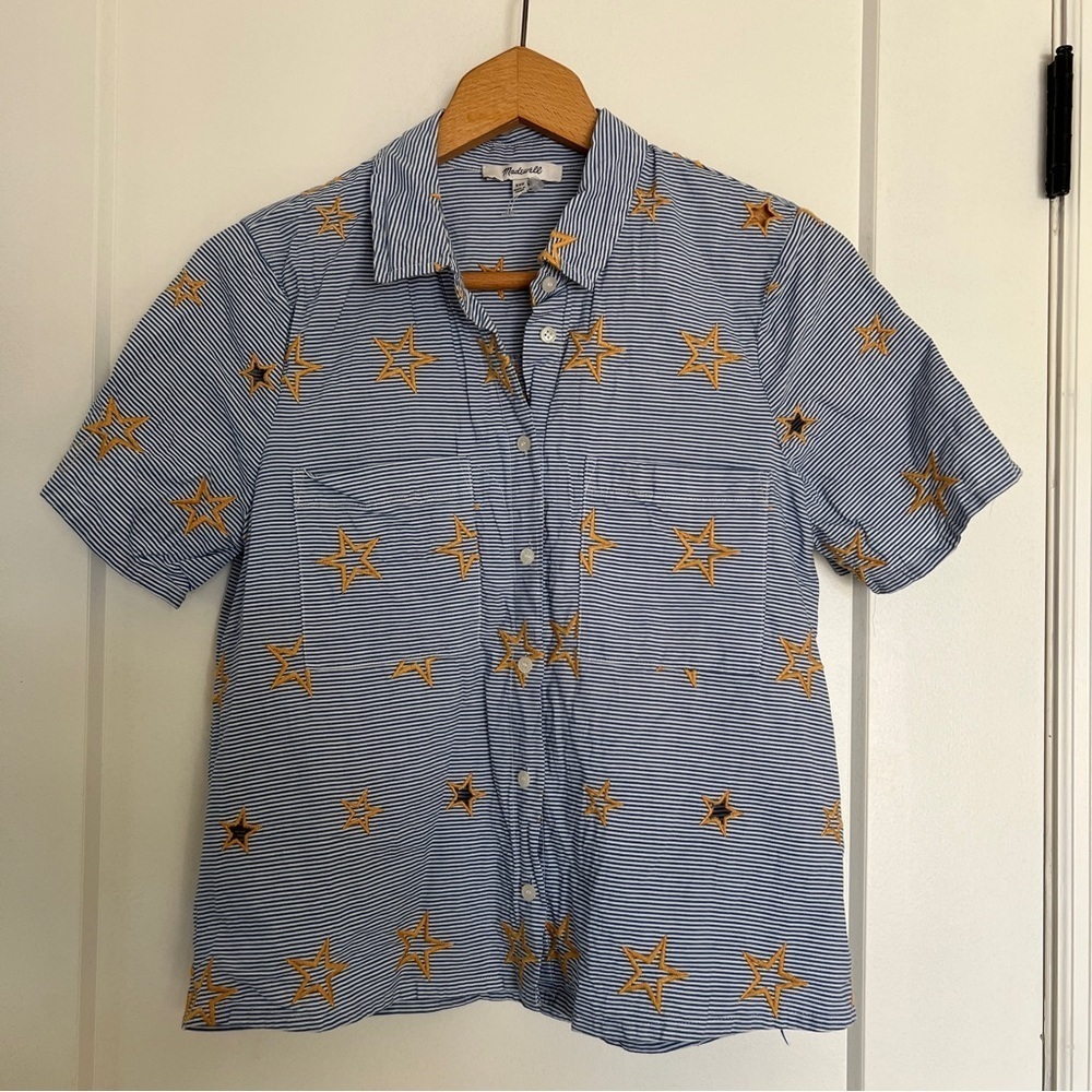 NWOT Star Embroidered Striped Shirt